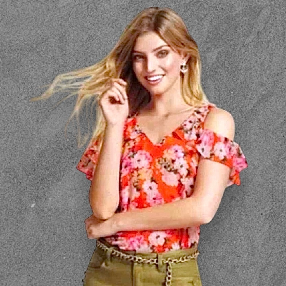 CAbi Floral Lush Off The Shoulder Top
